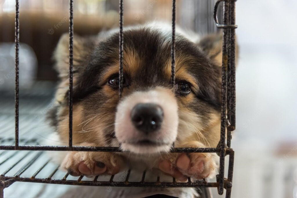 When is the puppy ready to sleep out of the crate?